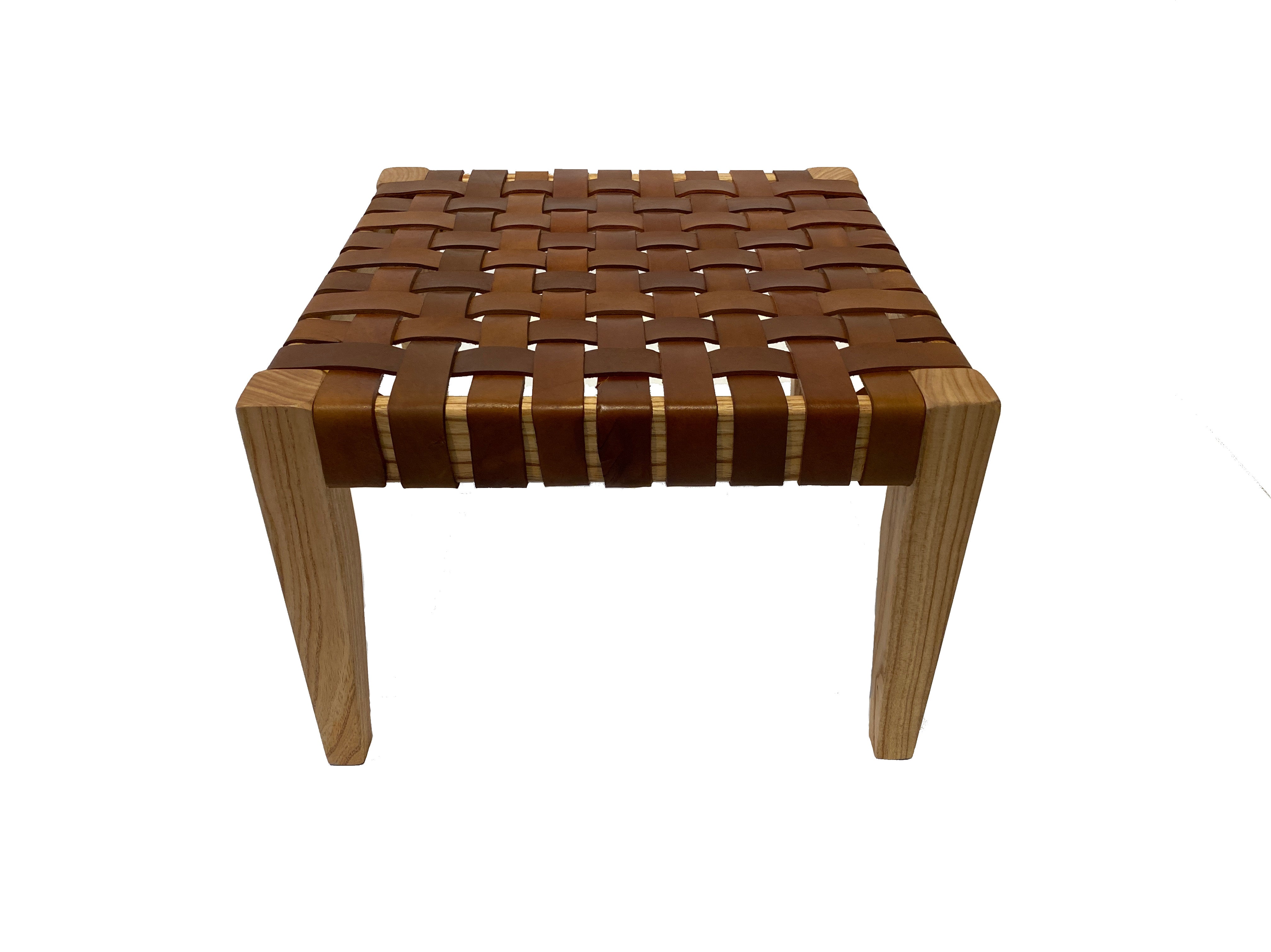 Petit Woven Leather Side Table