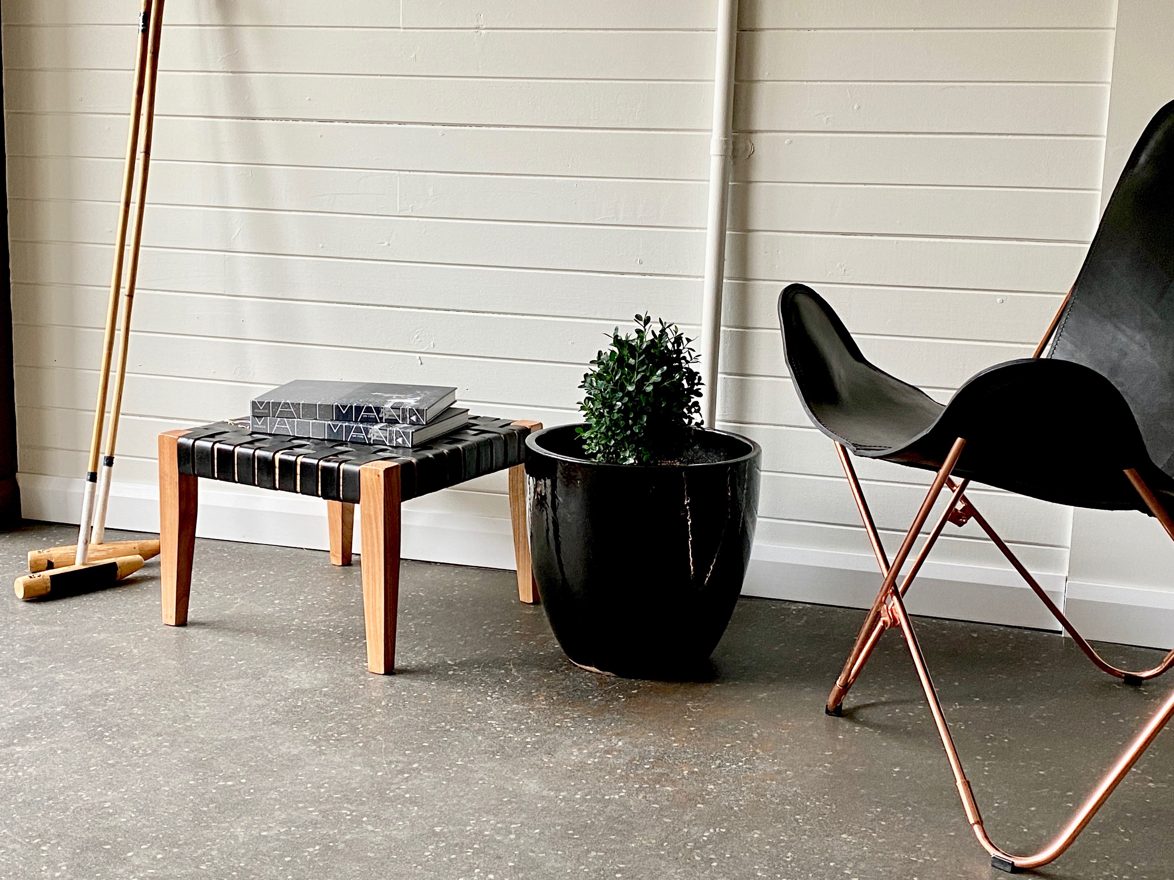 Petit Woven Leather Side Table