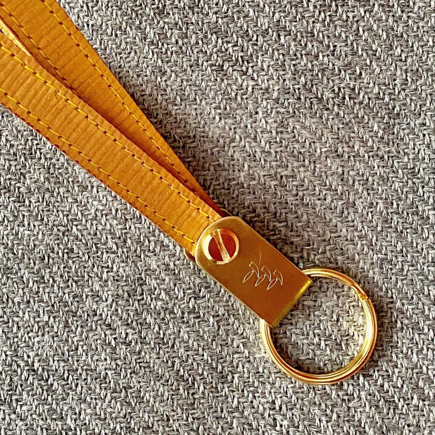 2 Stripe Leather Keyring